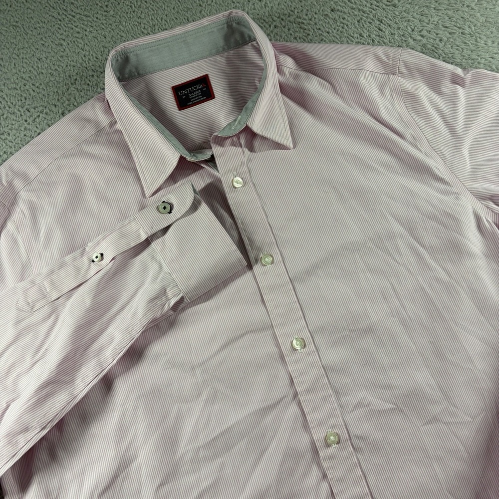 UNTUCKit Shirt Mens XL Cotton Pink Stripes Douro WF Long Sleeve Button Up